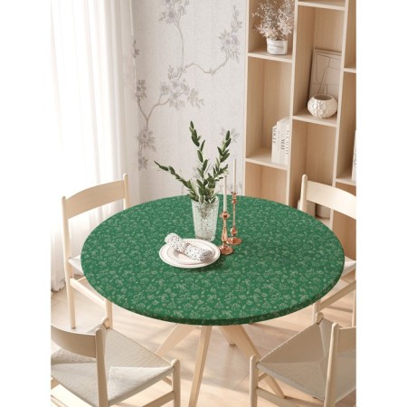 Green funny tablecloth, round, oxford, elastic band, size 140x140 cm, diameter 105-120 cm-2