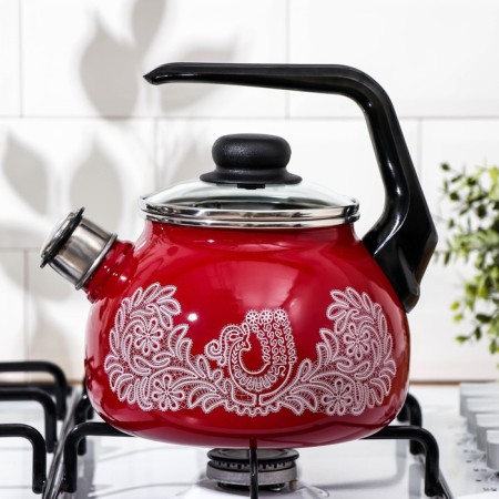 A kettle with a whistle "Vologda lace", 2 l, a fixed handle, induction-4