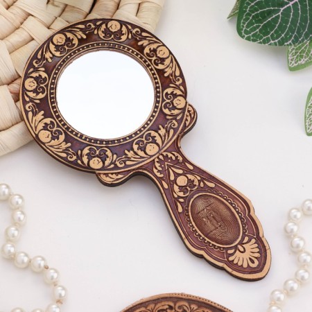 Mirror "pattern", with a pen, 16.5 x 8.5 cm, birch bark