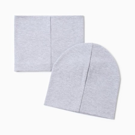 Kit for children (hat, snood), color gray melange/family, size 50-52-3