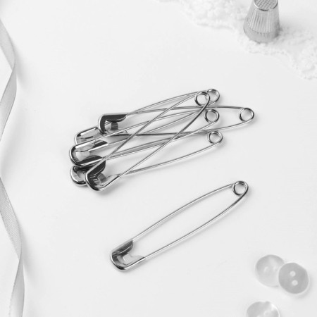 English pins, 75 mm, 6 pcs, silver color-1