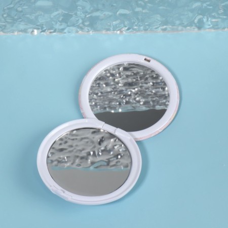 Folding mirror "tenderness", d = 7.5 cm, pink color-2