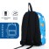 A backpack with a zipper, the color is blue
