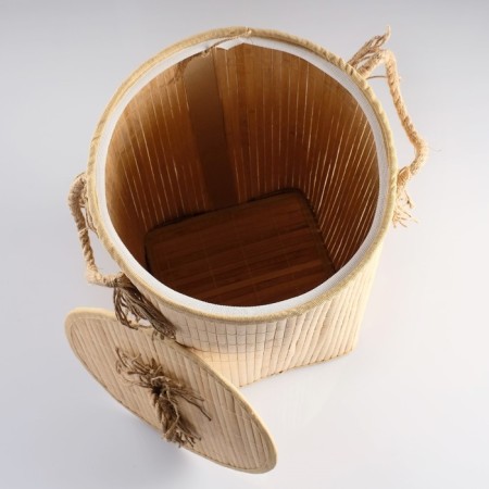 Bellya basket, with a lid and handles, folding, 33 × 50 cm, bamboo, jute-3