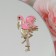 Flamingo brooch is cute, white-pink color in gold