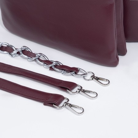 Cross-Bodi bag with zipper, burgundy color-6