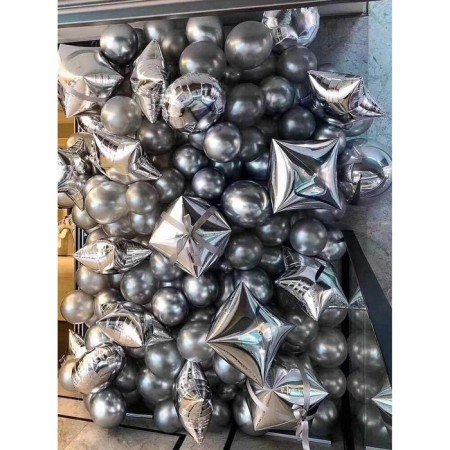 Foil ball 30 ", star, silver color-1