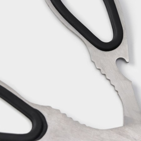 A set of kitchen knives on the ardone stand, 7 objects: 5 knives, musat and scissors, chrome color-9