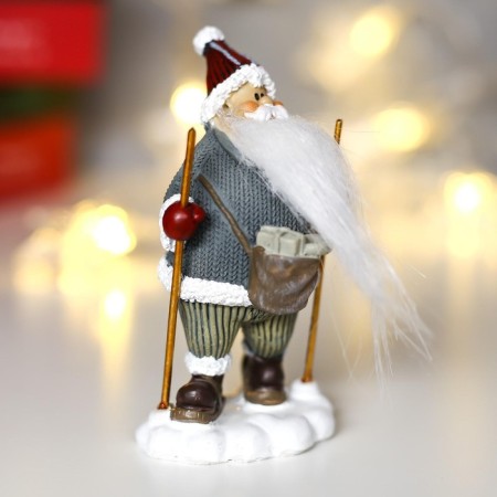 Polystone souvenir "Santa Claus with a long beard, skiing" 10.5x5x4x4 cm-2