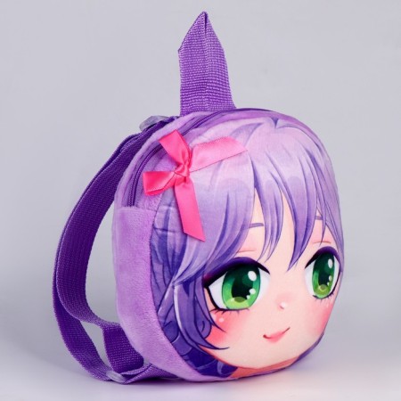 Baby backpack for anime girl, plush, purple color-2