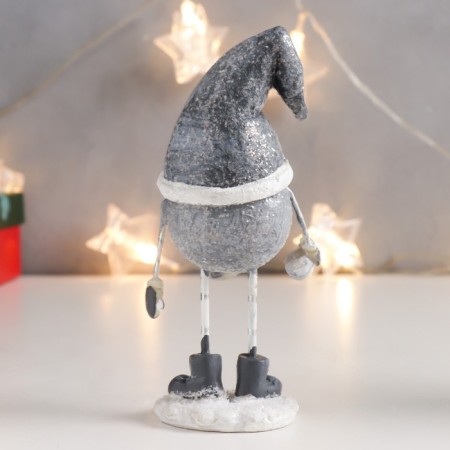 Suvenir Polystone "Santa Claus with a gift" mix gray, thin legs 14x6.5x5 cm-3