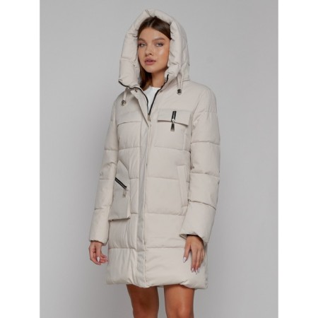 Coat insulated winter female, size 52, beige color-6