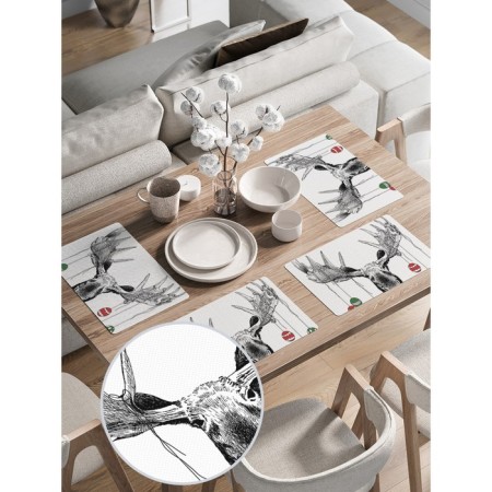 A set of napkins for setting the table "Joy of the moose", rectangular, rounded edges, size 30x46 cm, 4 pcs-1