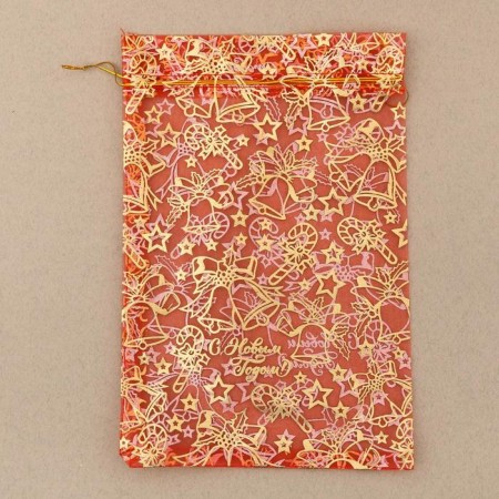 Bag Gift Organza "New Year's toys", 20 x 30 cm +/- 1.5 cm, New Year