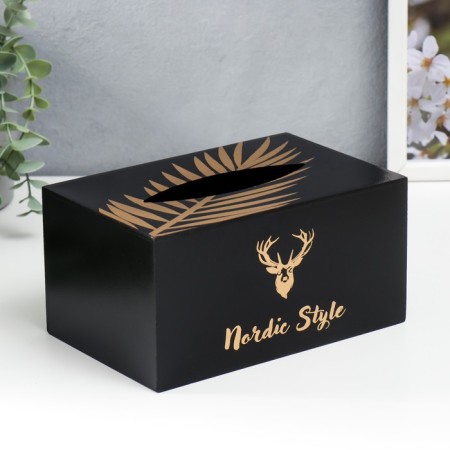 MDF box for napkins "Golden Deer" black 10x13x20 cm-1