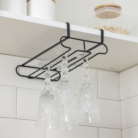 Holder for glasses of the suspended share, 28 × 16 × 7.5 cm, black color