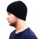 Knitted hat, with a lapel, on a fleece, a small scar, black