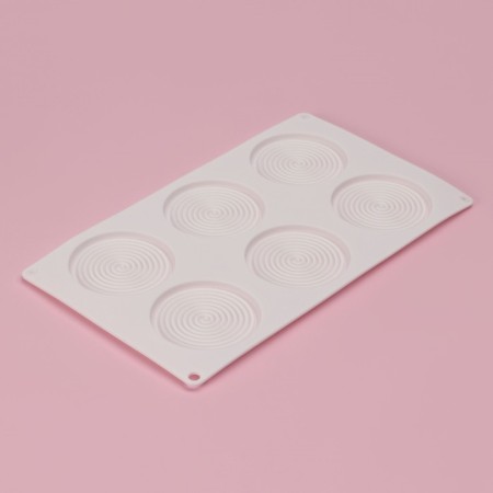 Form for mousse desserts and baking are “hypnosis”, silicone, 30 × 17.5 × 0.5 cm, 6 cells (D = 7.7 cm), white color-3