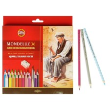 Pencils of watercolor set of 36 colors, KOH-I-NOOR MONDELUZ 3712 + sharpener + brush 2 pieces
