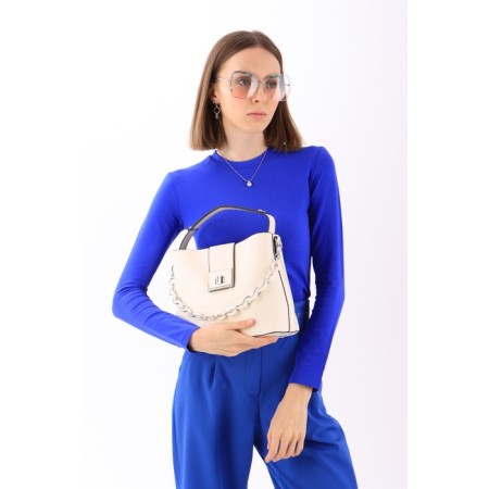 Bag Female Tout with zipper, beige color-3