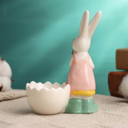 Standing for the egg "Rabbit with carrots" 8x5x11cm, mix-2