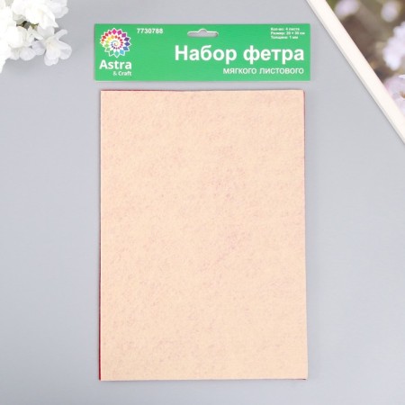 A set of soft felt "Astra" (4 pcs) Assorted, 1 mm, 170 gr. 20x30 cm-2