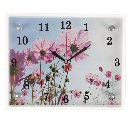 Carty clock is wall-mounted, interior "lilac flowers", silent, 25 x 20 cm