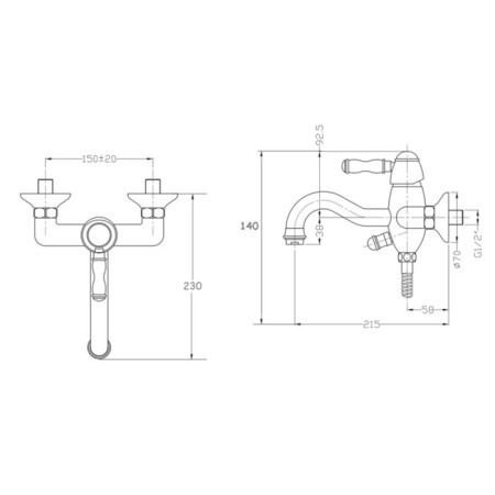 Bronze de Luxe Tiffany 1904cr bath mixer, with shower, pour 215 mm, chrome-6