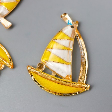 Decor for creativity plastic "Sailor yellow" with gold 2.9x2.3 cm