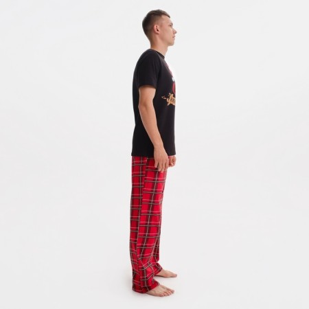 Pajama New Year's male KAFTAN "New Year", red/black color, size 54-1