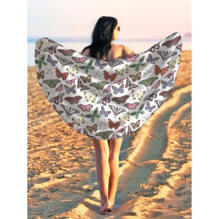 Pareo and beach rug "Flight of butterflies", d = 150 cm
