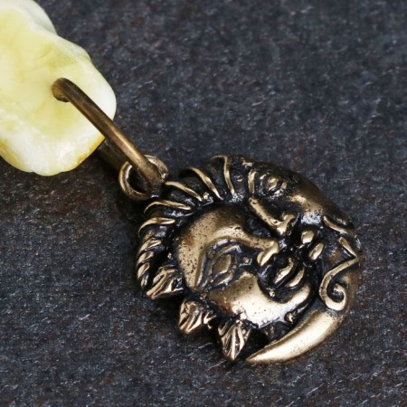 Talisman keyhole "Moon and Sun", natural amber-1