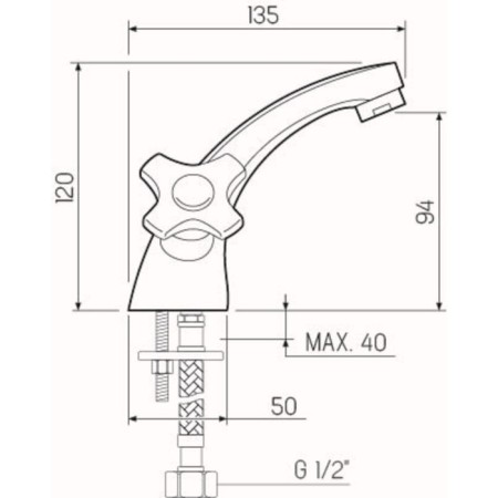 Mixer for the sink RMS SL115-161, two-wound, non-rotary spout, chrome-4