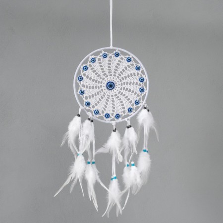 Dreams of Dreams from the evil eye "White Sun" with feathers 22x60 cm