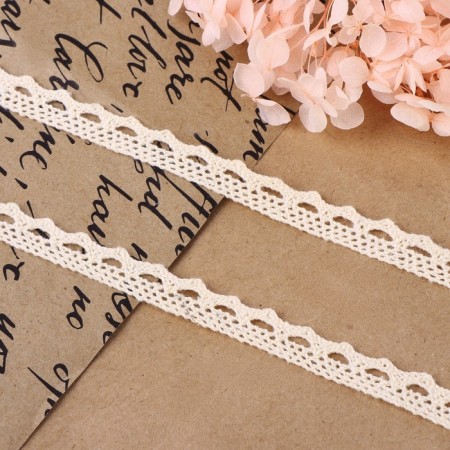 Knitted lace, 10 mm × 15 ± 1 m, beige color-1