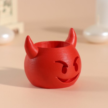 Concrete candlelight "devil" 6.5x6x5.5 cm red-1