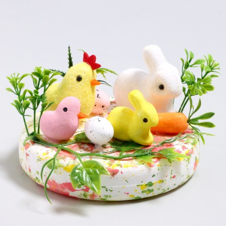 Easter decor "Kurochka and hares" 13.5 × 13.5 × 8 cm-1