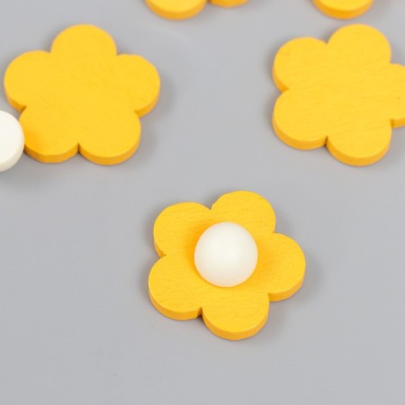 Decor for creativity tree "Flower and core" d-2 cm, set 10+10 pcs yellow-3