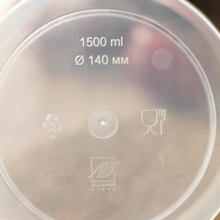 A plastic disposable bucket with a lid, 1.5 l, d = 14 cm, transparent, 226 pcs/units.-3