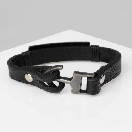 Bracelet male "chain mail", black color with black silver, 21 cm-1
