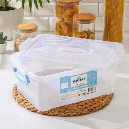 Food container Ricco, 9.75 l, 37.5 × 25 × 14 cm, rectangular, transparent color, blue-2