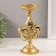 Polystone candlestick, mirror for 1 candle "Heraldic lily" gold 9x9x23 cm