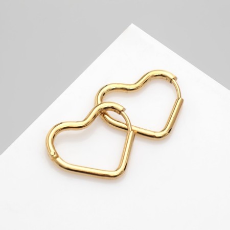 Earrings Metal "Steel" heart, color gold-1