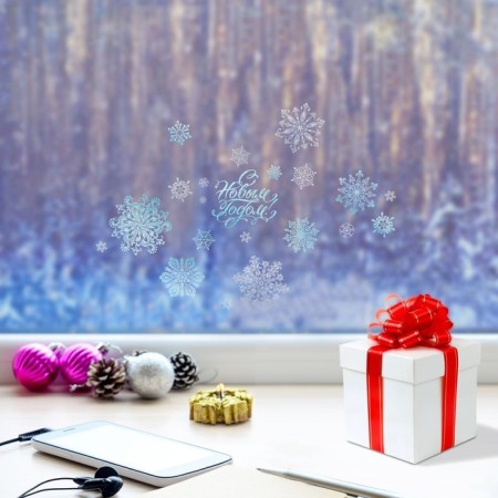 Interior sticker "sparkling snowflakes", 21x29.7 cm, New Year-1