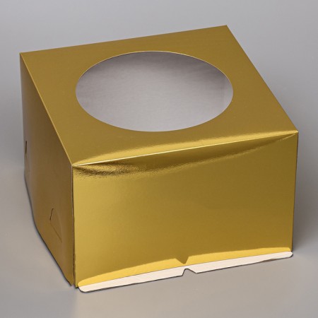 Confectionery packaging with a window, gold, 30 x 30 x 19 cm