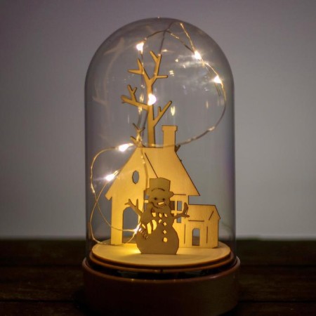 Table decor with backlight "House and Snowman" 19x10x10 cm-1