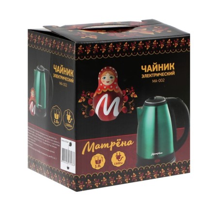 Teapot Electric Matryona MA-002, Metal, 1.8 L, 1500 W, green-black-7