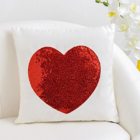 Pillowcase decorative Ethel "Heart" color red, 40x40 cm, velor-2