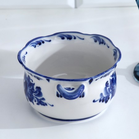 Boil "Ryabinushka", with handles, h = 7 cm, 0.45 l, gzhel-2