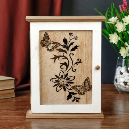 Keywood tree 6 hooks "Butterflies and flowers" 26x20x6.5 cm